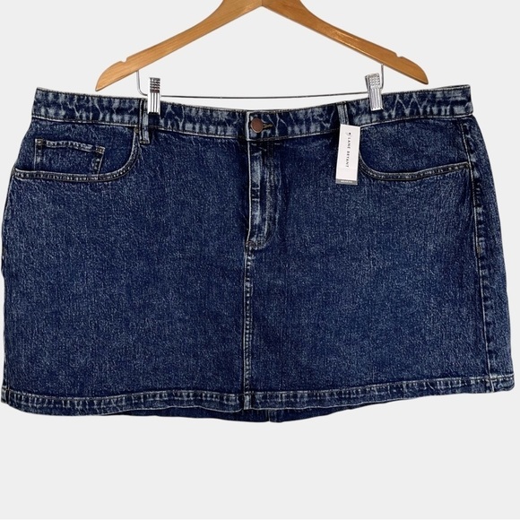 Lane Bryant Womens Denim Mini Skirt Size 28 Blue Jean Pockets Stretch NEW - Picture 2 of 10